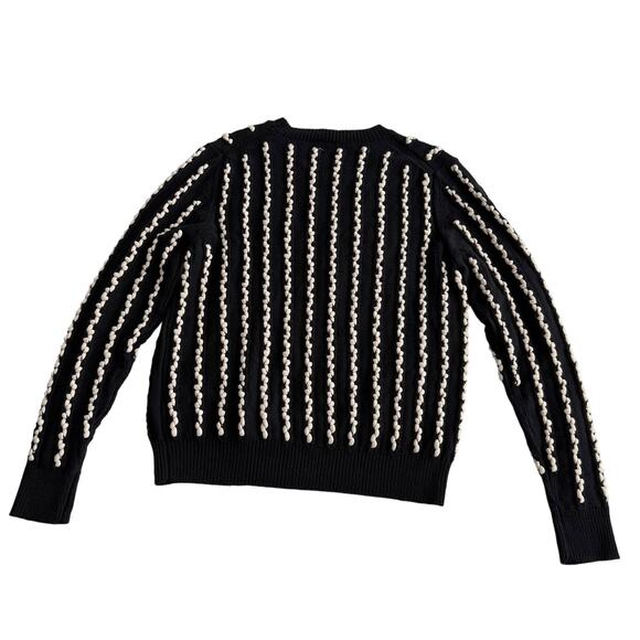 Jason Wu Two Tone Linen Cotton Woven Stripe Navy Cream Pullover Sweater M - Picture 4 of 12